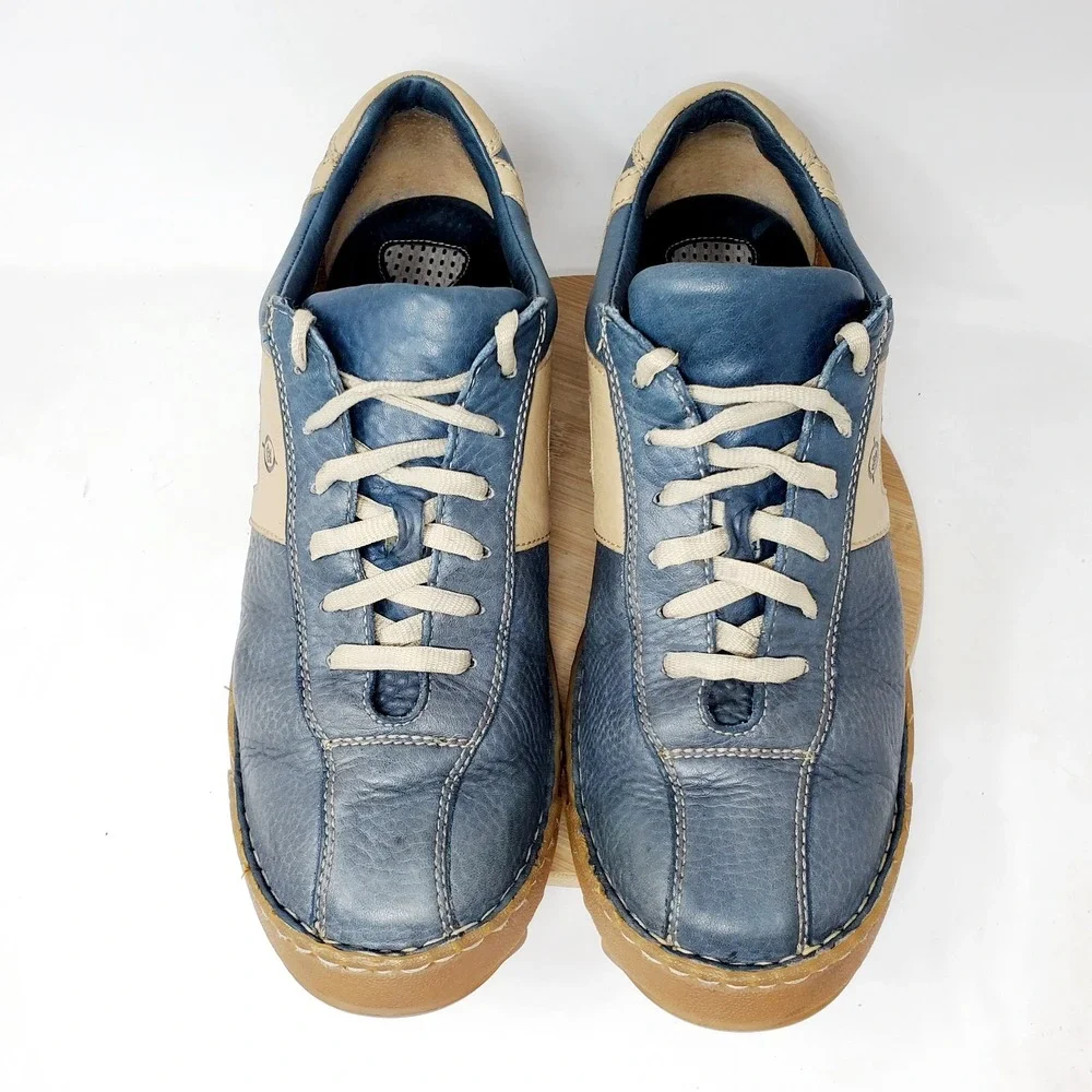 Born Shoes Mens 11 Euro Retro Bowling Distressed Blue Leather Pelotas Sneaker